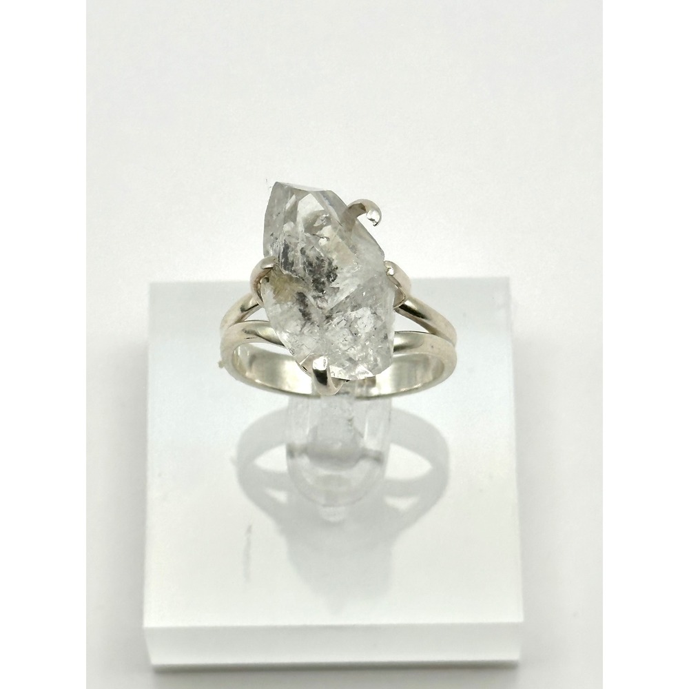 Raw Herkimer Diamond Sterling Silver Ring‎ Size 9
